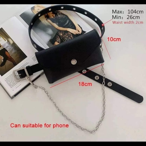 New! Small Black Leather Belt Bag - Picture 2 of 3